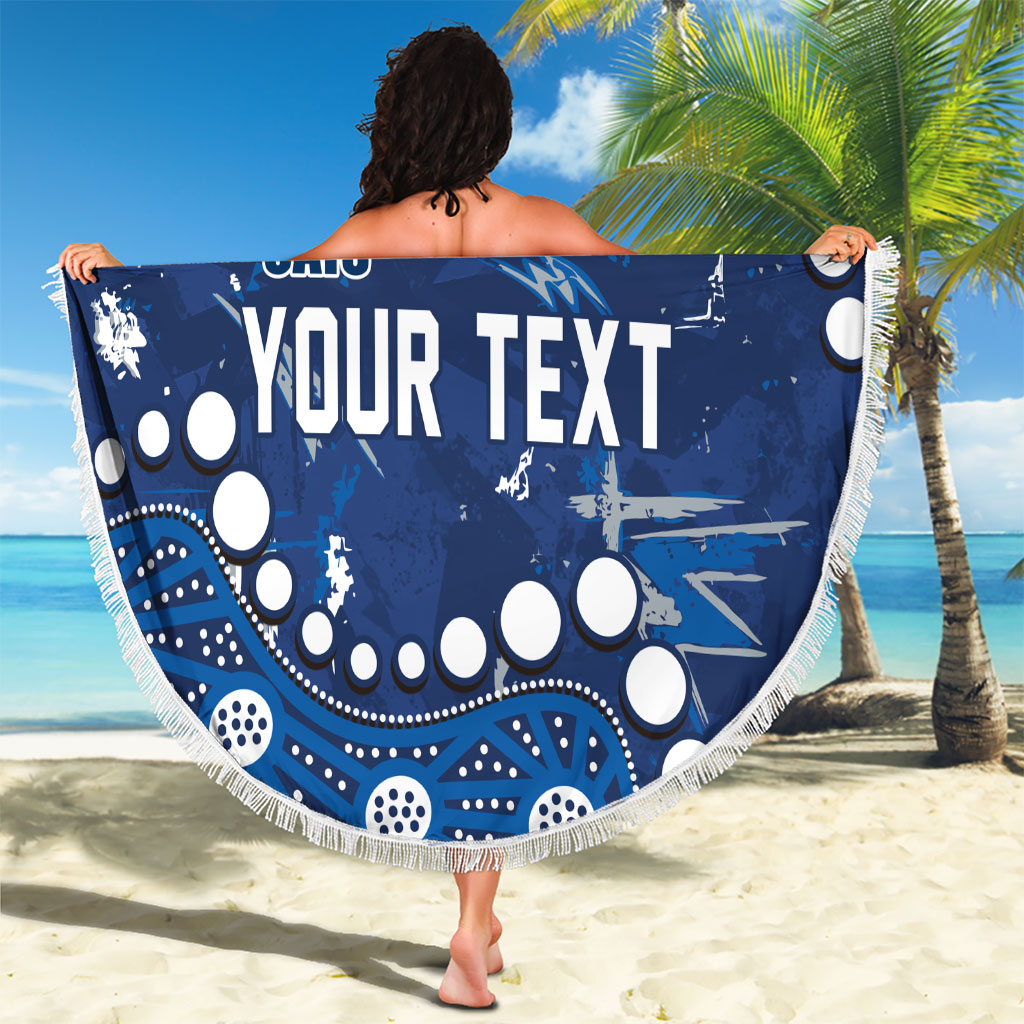 Personalized Geelong Cats Beach Blanket Aboriginal Pattern with Graffiti Style