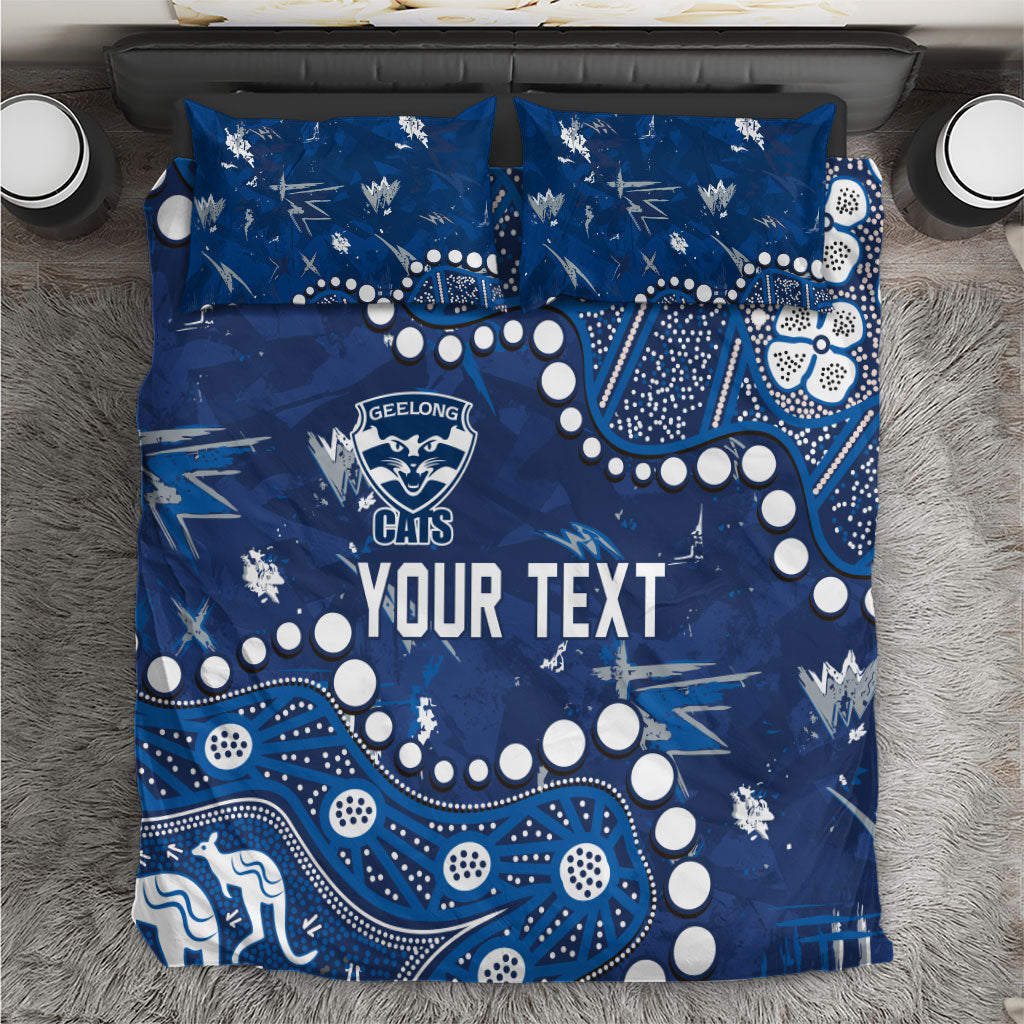 Personalized Geelong Cats Bedding Set Aboriginal Pattern with Graffiti Style
