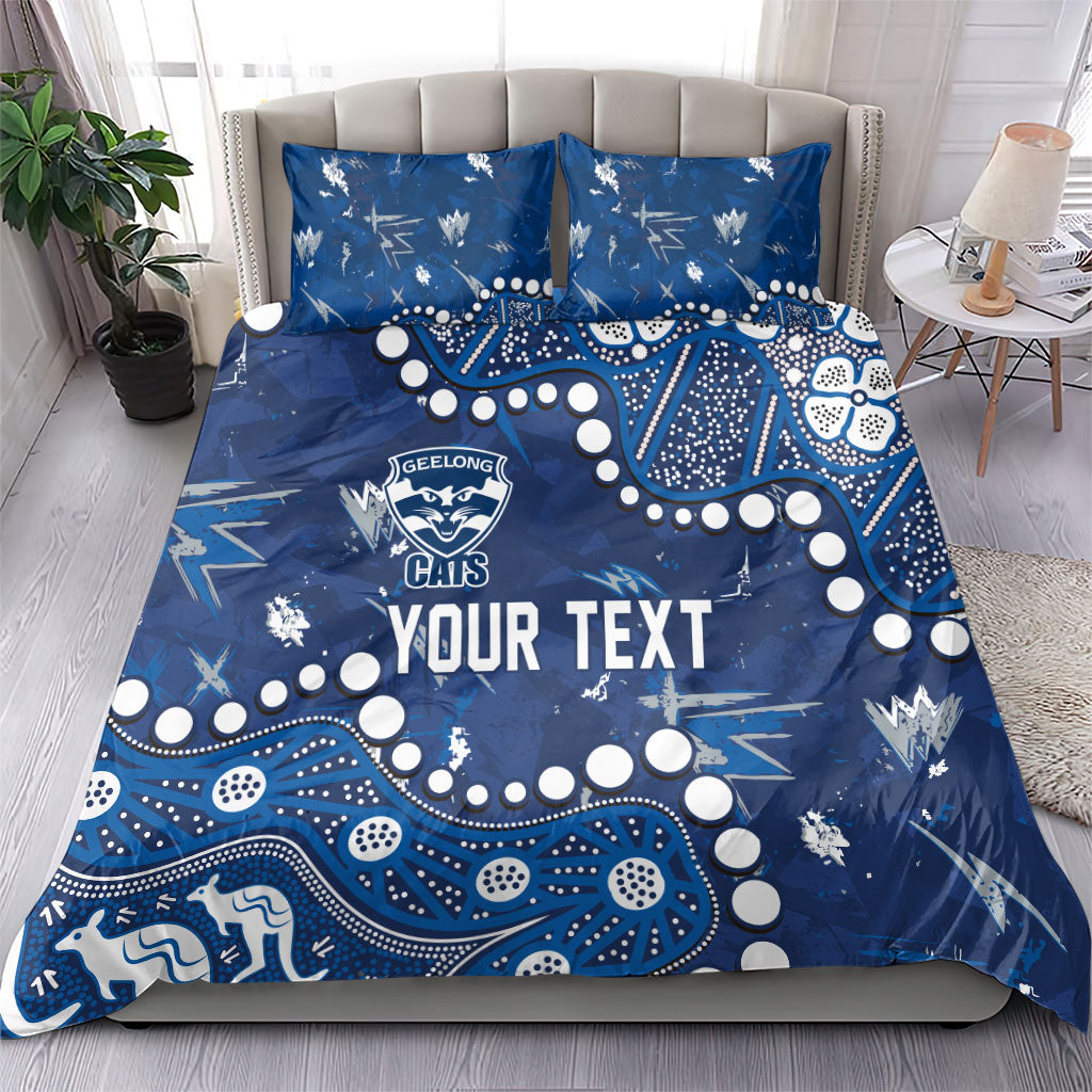 Personalized Geelong Cats Bedding Set Aboriginal Pattern with Graffiti Style
