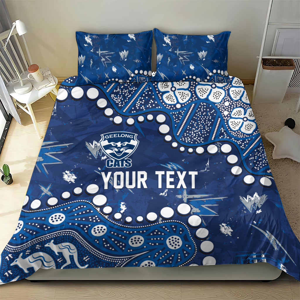 Personalized Geelong Cats Bedding Set Aboriginal Pattern with Graffiti Style