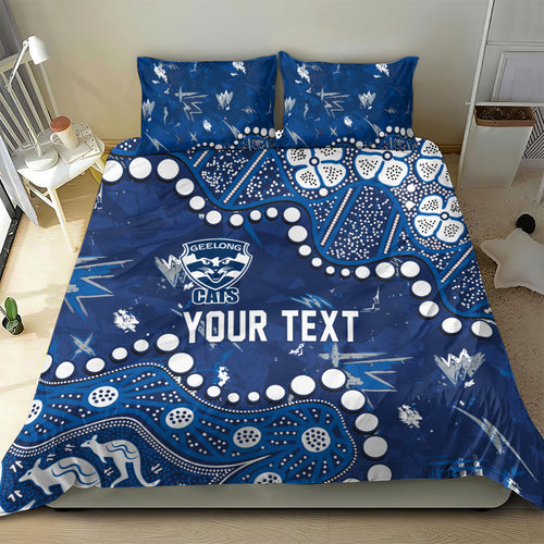 Personalized Geelong Cats Bedding Set Aboriginal Pattern with Graffiti Style