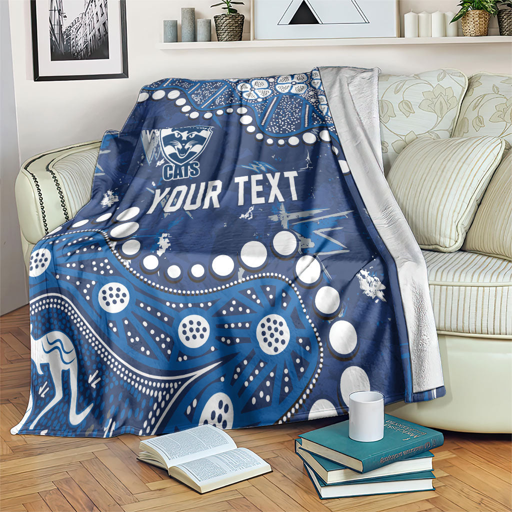 Personalized Geelong Cats Blanket Aboriginal Pattern with Graffiti Style