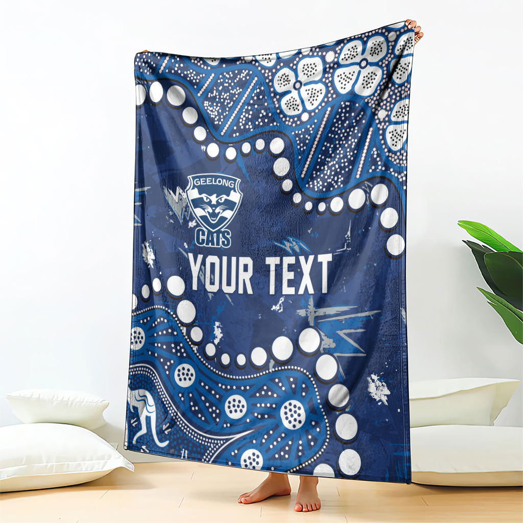 Personalized Geelong Cats Blanket Aboriginal Pattern with Graffiti Style
