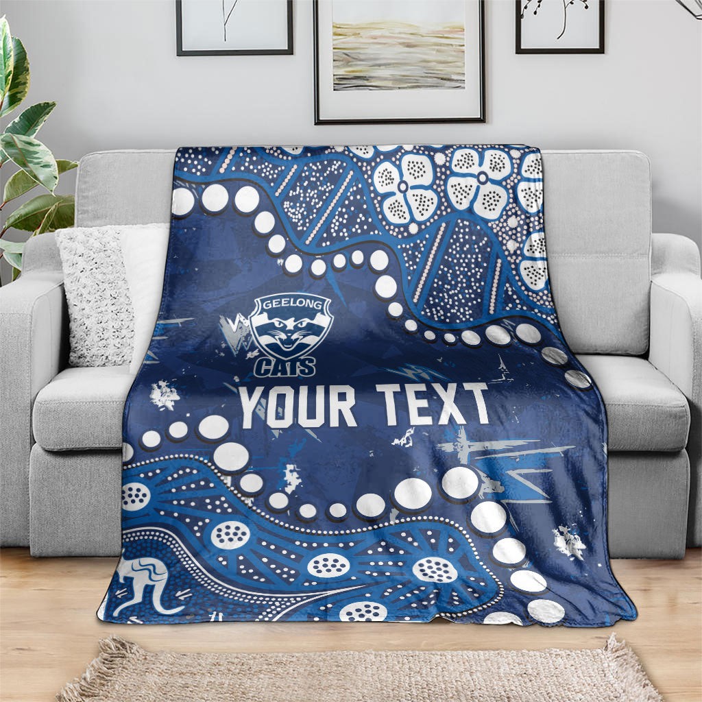 Personalized Geelong Cats Blanket Aboriginal Pattern with Graffiti Style