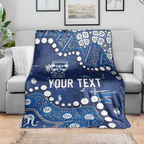 Personalized Geelong Cats Blanket Aboriginal Pattern with Graffiti Style
