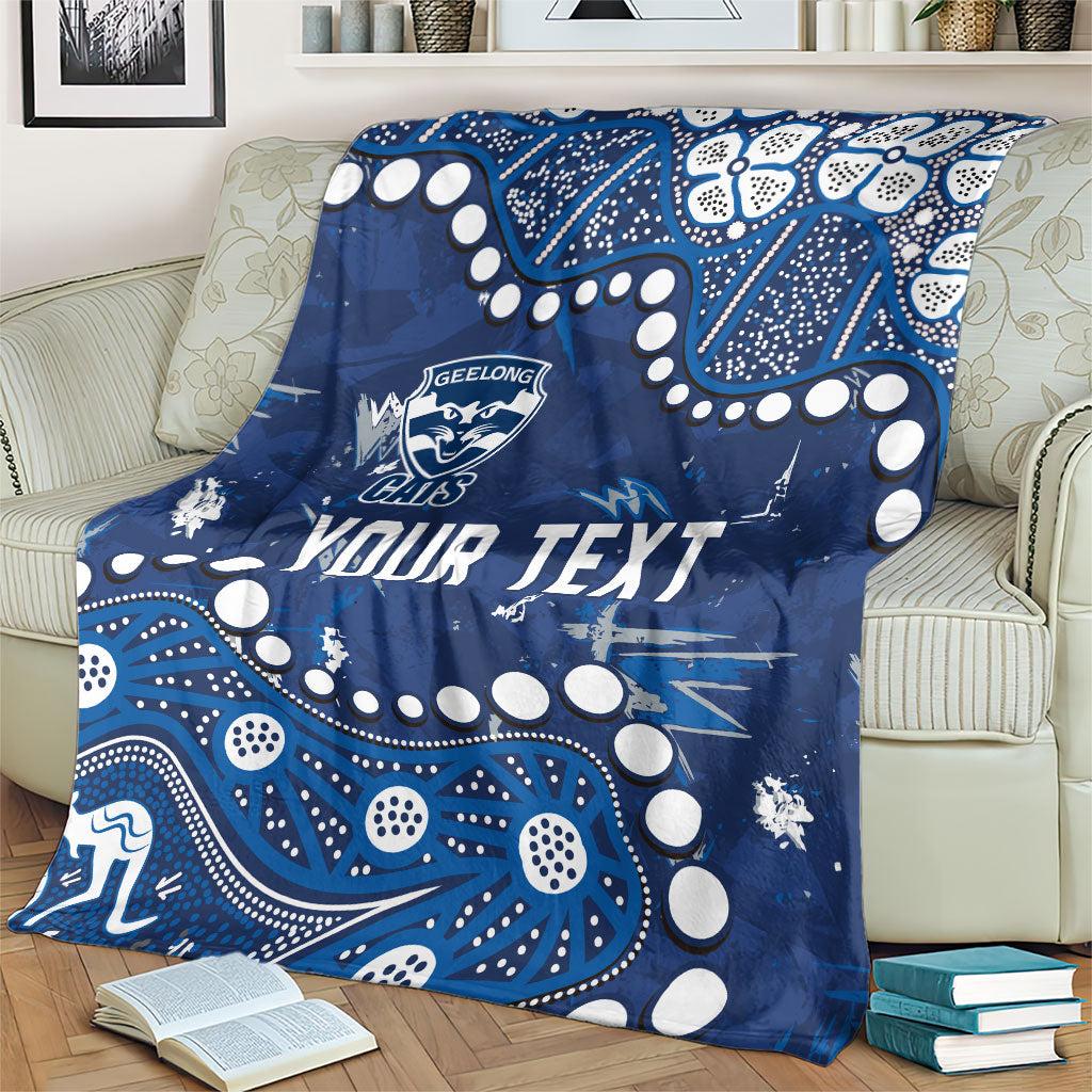 Personalized Geelong Cats Blanket Aboriginal Pattern with Graffiti Style