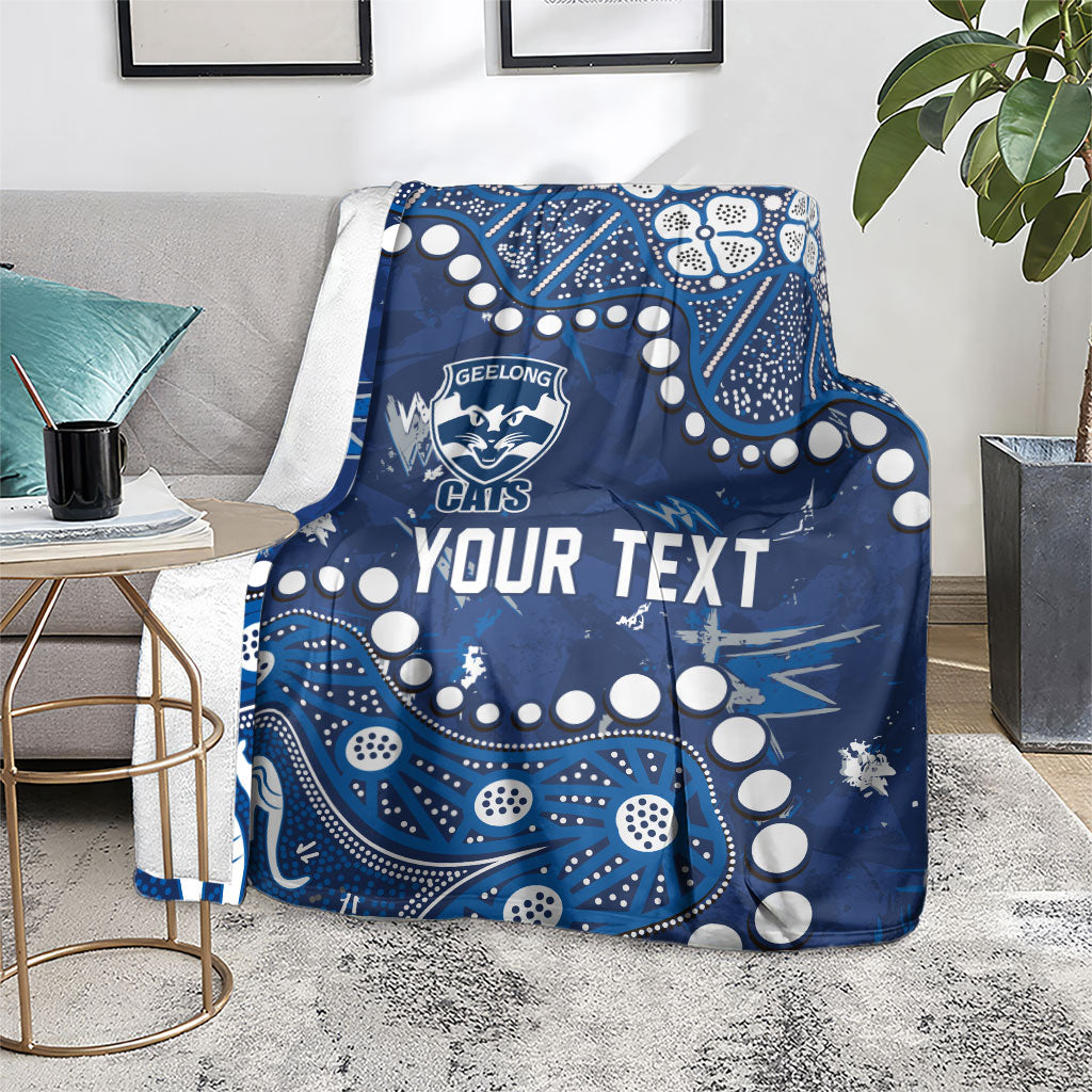 Personalized Geelong Cats Blanket Aboriginal Pattern with Graffiti Style