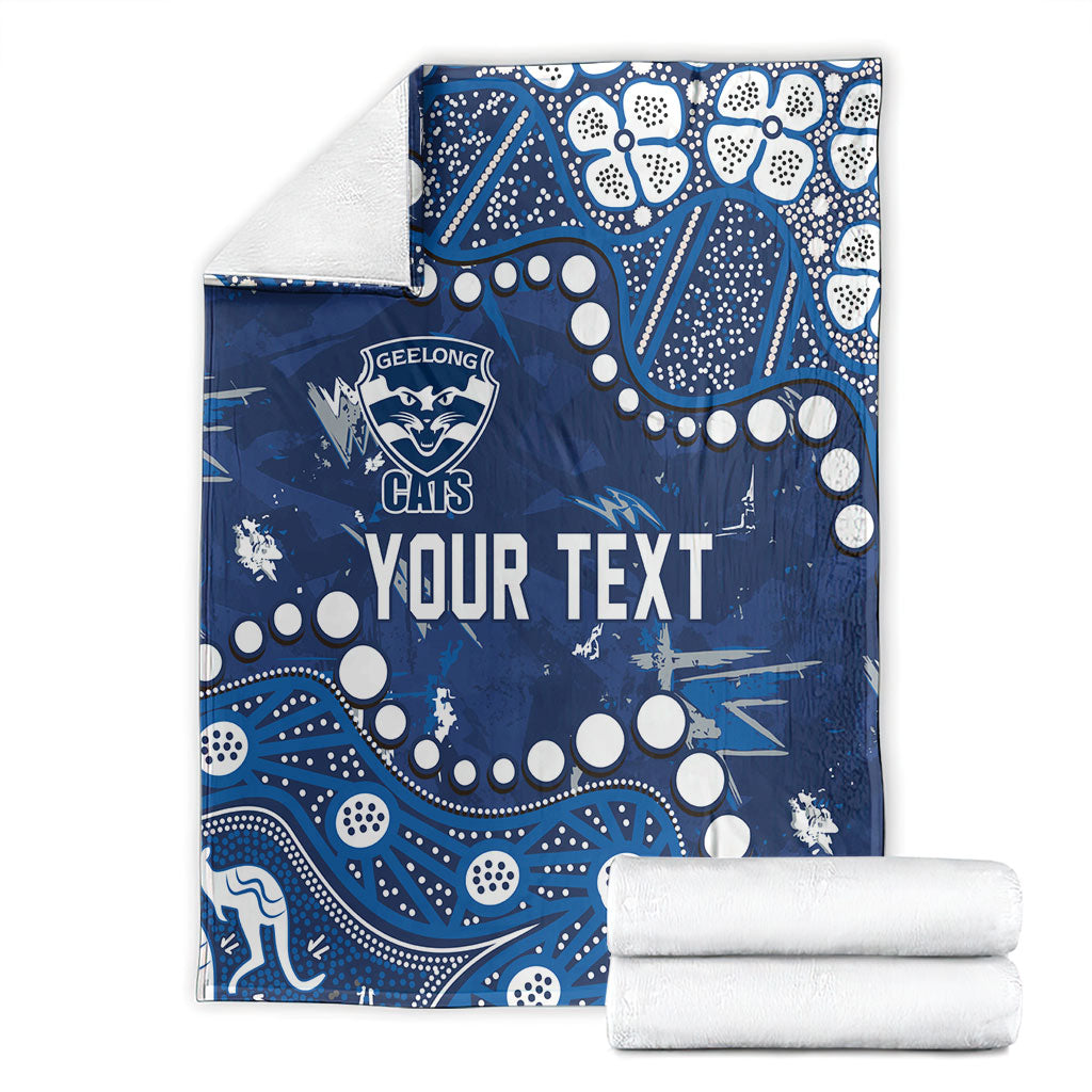 Personalized Geelong Cats Blanket Aboriginal Pattern with Graffiti Style