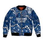 Personalized Geelong Cats Bomber Jacket Aboriginal Pattern with Graffiti Style