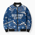 Personalized Geelong Cats Bomber Puffer Jacket Aboriginal Pattern with Graffiti Style