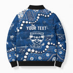Personalized Geelong Cats Bomber Puffer Jacket Aboriginal Pattern with Graffiti Style