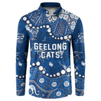 Personalized Geelong Cats Button Sweatshirt Aboriginal Pattern with Graffiti Style