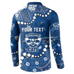 Personalized Geelong Cats Button Sweatshirt Aboriginal Pattern with Graffiti Style