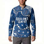 Personalized Geelong Cats Button Sweatshirt Aboriginal Pattern with Graffiti Style
