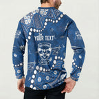 Personalized Geelong Cats Button Sweatshirt Aboriginal Pattern with Graffiti Style