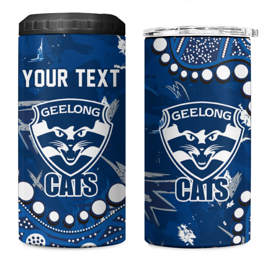 Personalized Geelong Cats 4 in 1 Can Cooler Tumbler Aboriginal Pattern with Graffiti Style