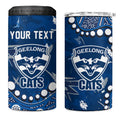 Personalized Geelong Cats 4 in 1 Can Cooler Tumbler Aboriginal Pattern with Graffiti Style