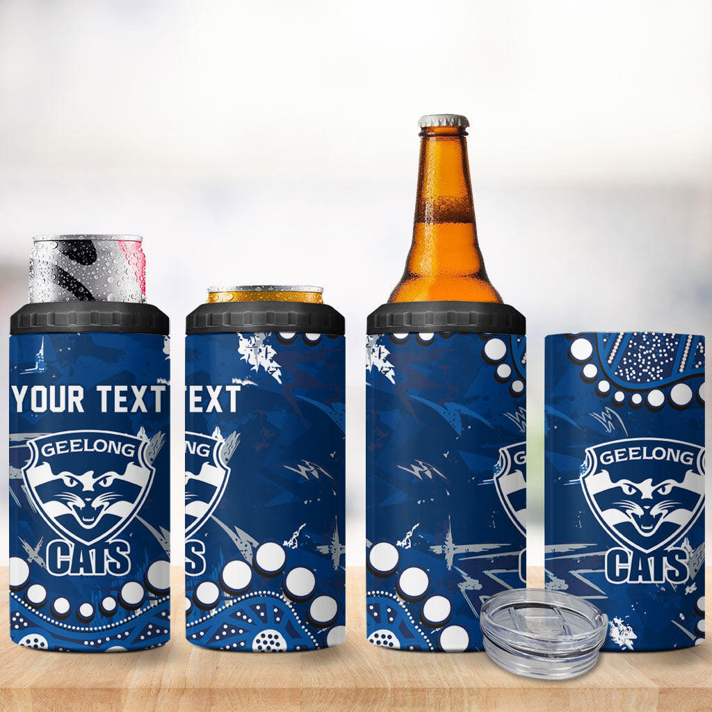 Personalized Geelong Cats 4 in 1 Can Cooler Tumbler Aboriginal Pattern with Graffiti Style