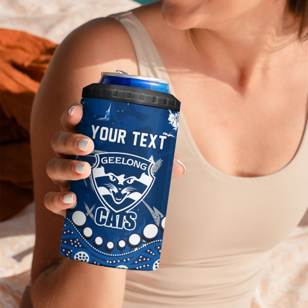 Personalized Geelong Cats 4 in 1 Can Cooler Tumbler Aboriginal Pattern with Graffiti Style