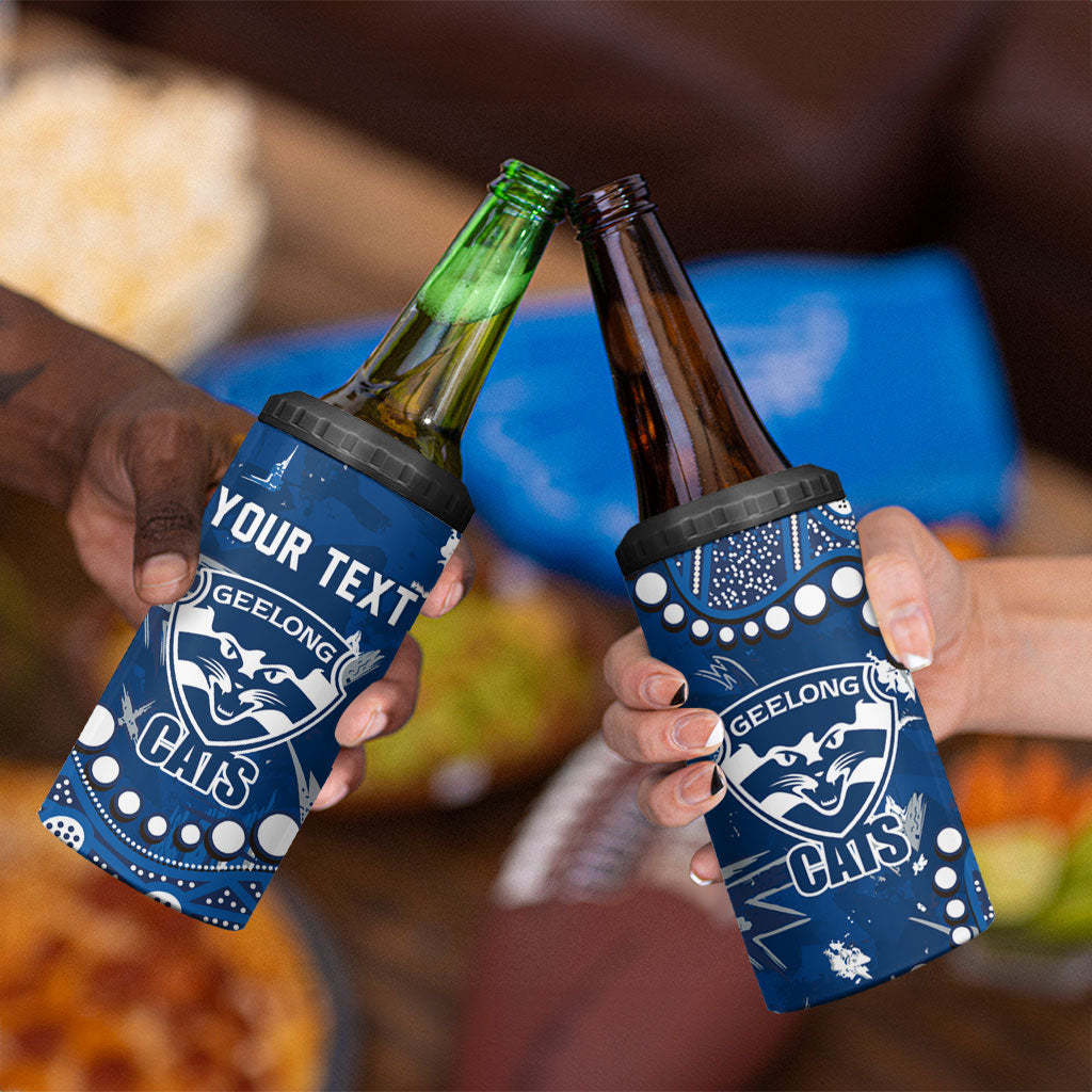 Personalized Geelong Cats 4 in 1 Can Cooler Tumbler Aboriginal Pattern with Graffiti Style