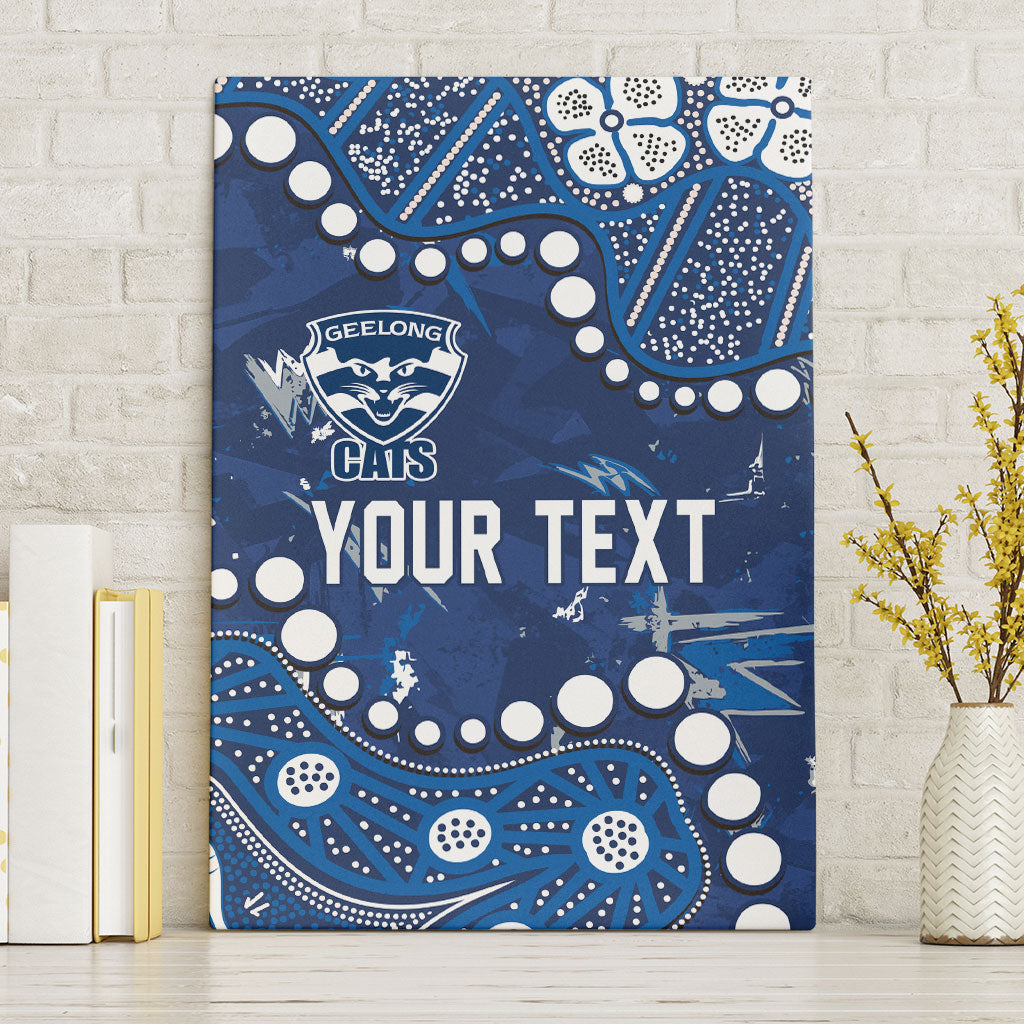 Personalized Geelong Cats Canvas Wall Art Aboriginal Pattern with Graffiti Style