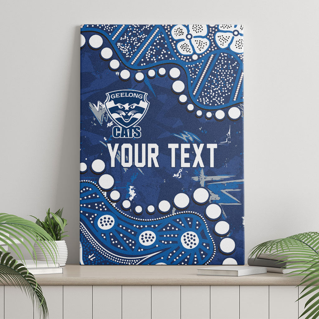 Personalized Geelong Cats Canvas Wall Art Aboriginal Pattern with Graffiti Style