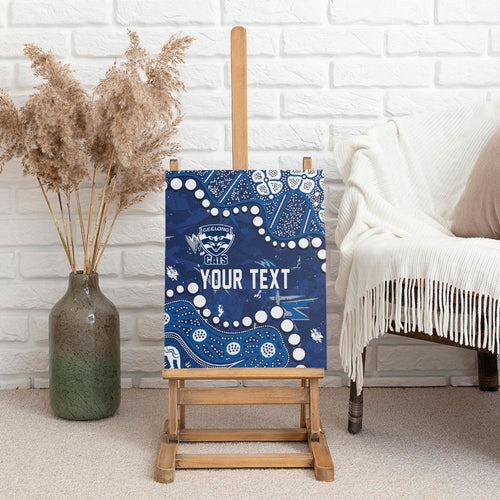 Personalized Geelong Cats Canvas Wall Art Aboriginal Pattern with Graffiti Style