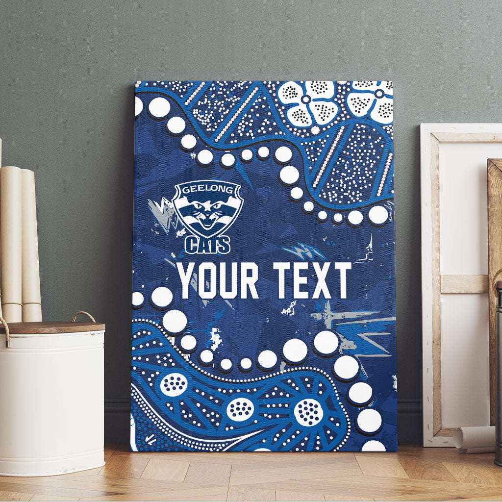 Personalized Geelong Cats Canvas Wall Art Aboriginal Pattern with Graffiti Style