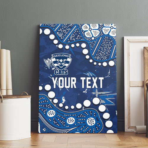 Personalized Geelong Cats Canvas Wall Art Aboriginal Pattern with Graffiti Style