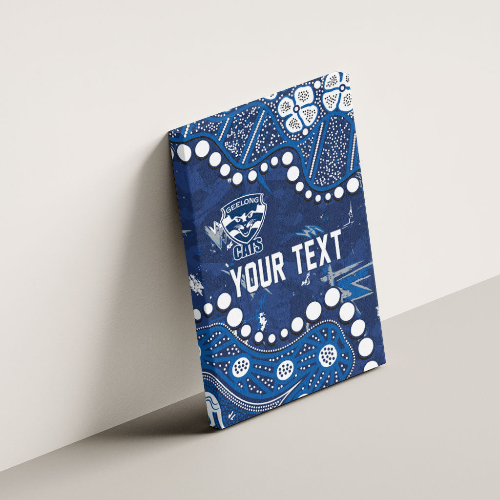 Personalized Geelong Cats Canvas Wall Art Aboriginal Pattern with Graffiti Style
