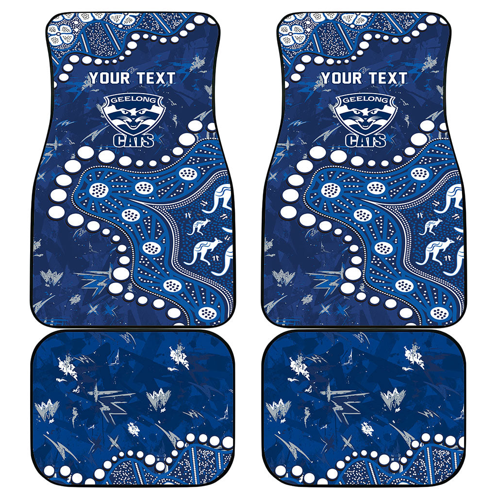 Personalized Geelong Cats Car Mats Aboriginal Pattern with Graffiti Style