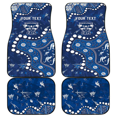 Personalized Geelong Cats Car Mats Aboriginal Pattern with Graffiti Style