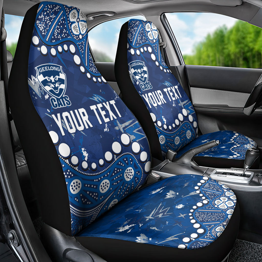 Personalized Geelong Cats Car Seat Cover Aboriginal Pattern with Graffiti Style