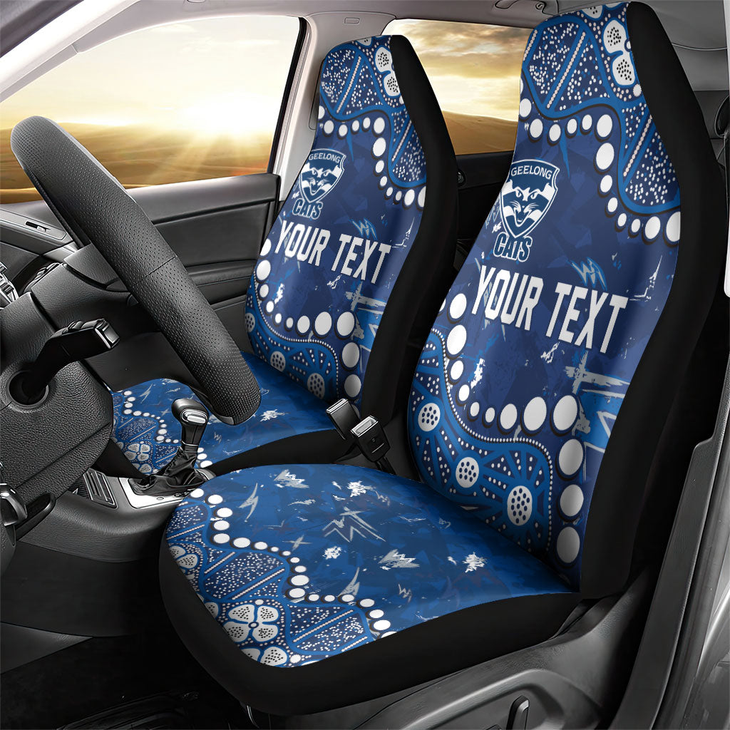 Personalized Geelong Cats Car Seat Cover Aboriginal Pattern with Graffiti Style