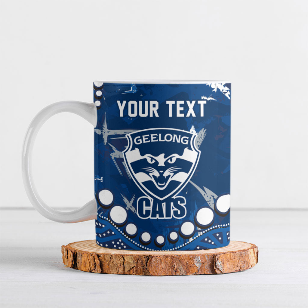 Personalized Geelong Cats Ceramic Mug Aboriginal Pattern with Graffiti Style