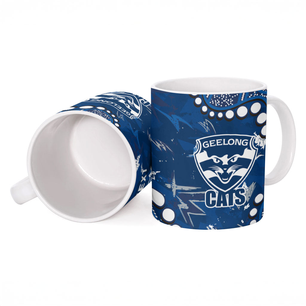 Personalized Geelong Cats Ceramic Mug Aboriginal Pattern with Graffiti Style