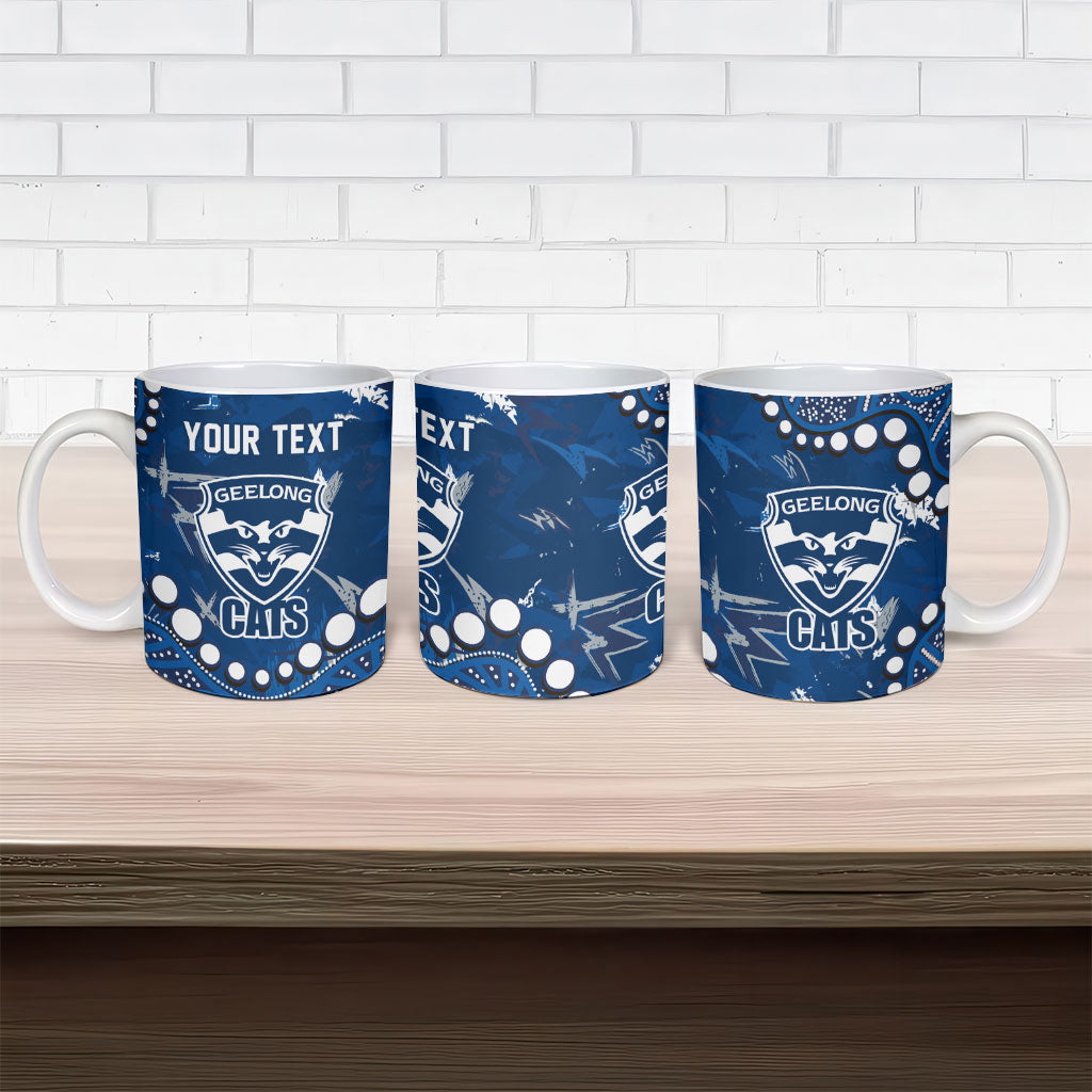 Personalized Geelong Cats Ceramic Mug Aboriginal Pattern with Graffiti Style