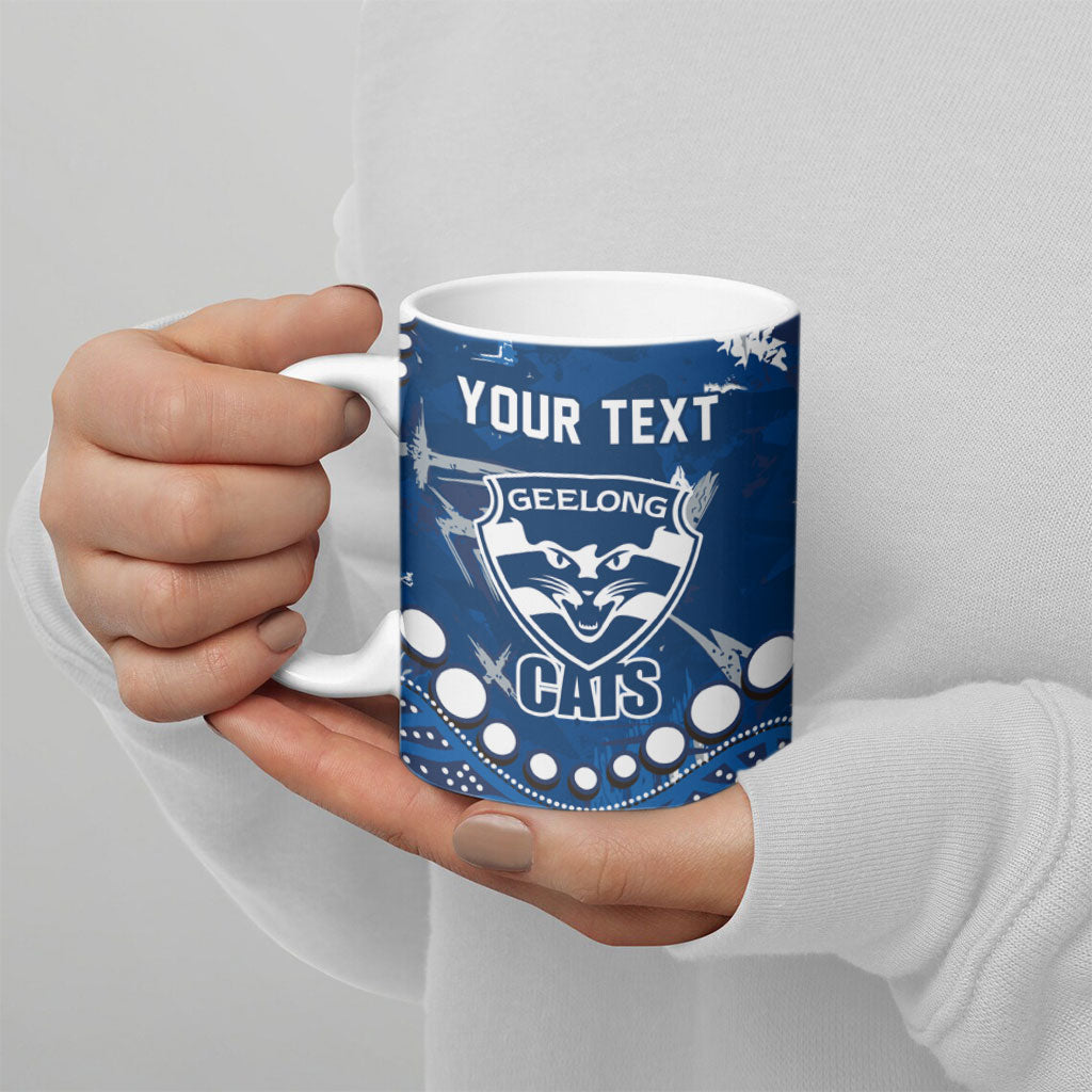 Personalized Geelong Cats Ceramic Mug Aboriginal Pattern with Graffiti Style
