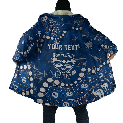Personalized Geelong Cats Cloak Aboriginal Pattern with Graffiti Style