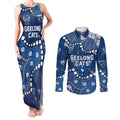 Personalized Geelong Cats Couples Matching Tank Maxi Dress and Long Sleeve Button Shirt Aboriginal Pattern with Graffiti Style