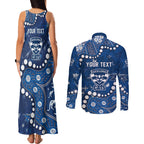 Personalized Geelong Cats Couples Matching Tank Maxi Dress and Long Sleeve Button Shirt Aboriginal Pattern with Graffiti Style