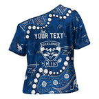 Personalized Geelong Cats Cross Shoulder Shirt Aboriginal Pattern with Graffiti Style