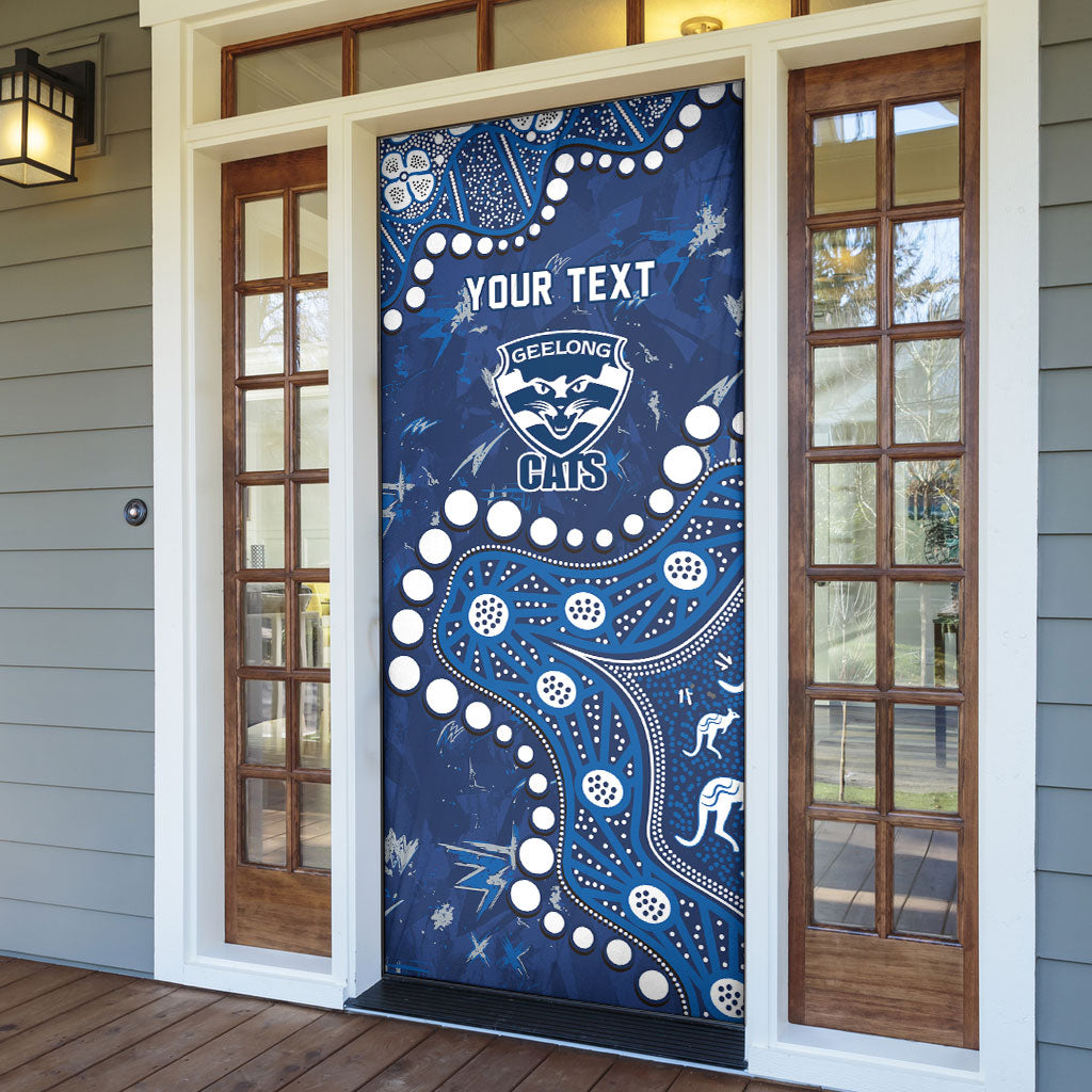 Personalized Geelong Cats Door Cover Aboriginal Pattern with Graffiti Style