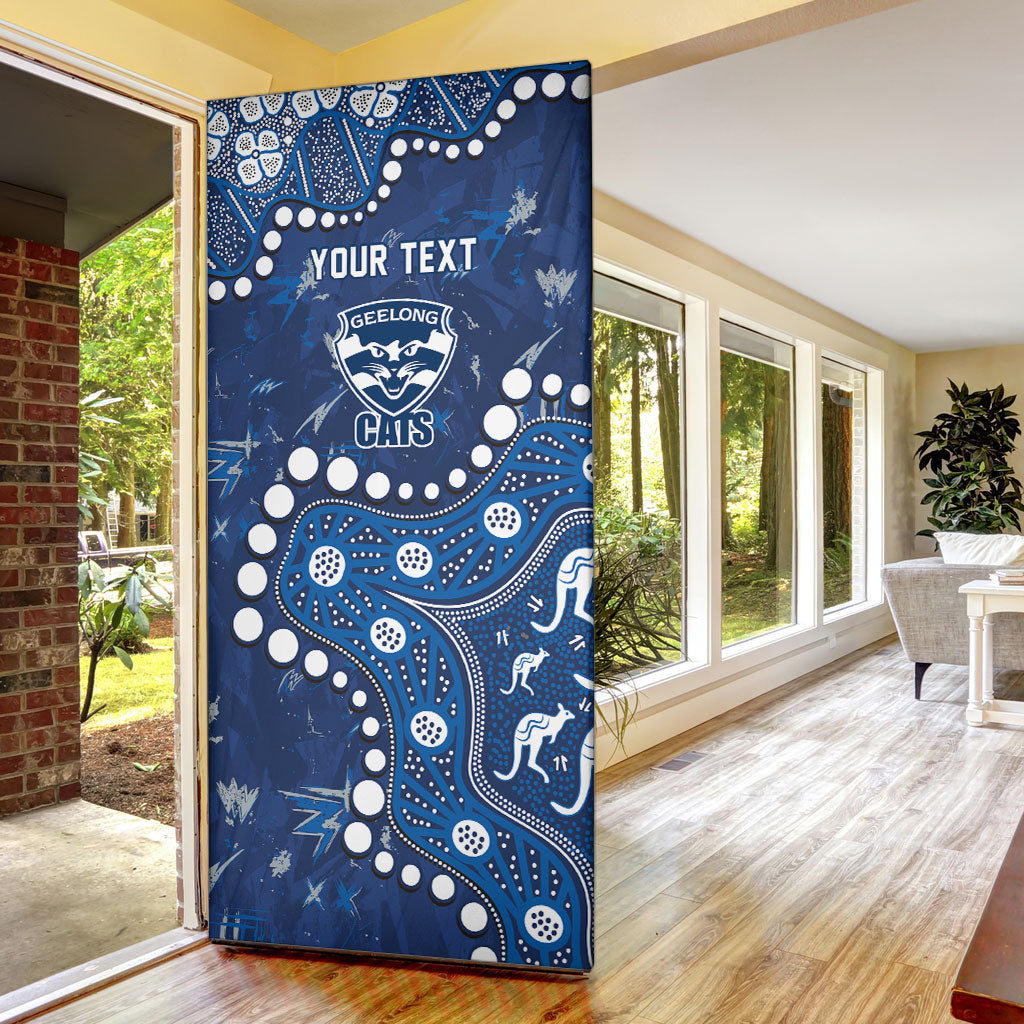 Personalized Geelong Cats Door Cover Aboriginal Pattern with Graffiti Style
