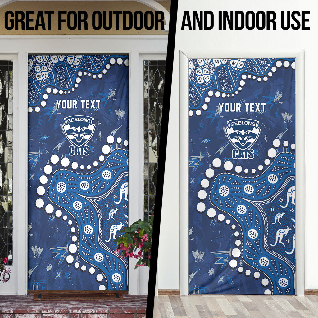 Personalized Geelong Cats Door Cover Aboriginal Pattern with Graffiti Style