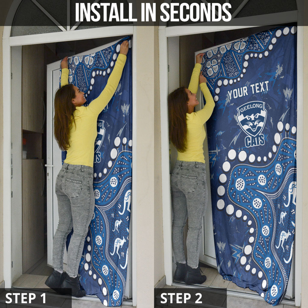 Personalized Geelong Cats Door Cover Aboriginal Pattern with Graffiti Style