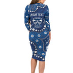 Personalized Geelong Cats Family Matching Long Sleeve Bodycon Dress and Hawaiian Shirt Aboriginal Pattern with Graffiti Style