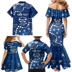 Personalized Geelong Cats Family Matching Mermaid Dress and Hawaiian Shirt Aboriginal Pattern with Graffiti Style