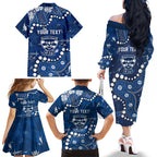 Personalized Geelong Cats Family Matching Off The Shoulder Long Sleeve Dress and Hawaiian Shirt Aboriginal Pattern with Graffiti Style