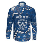 Personalized Geelong Cats Family Matching Off The Shoulder Long Sleeve Dress and Hawaiian Shirt Aboriginal Pattern with Graffiti Style